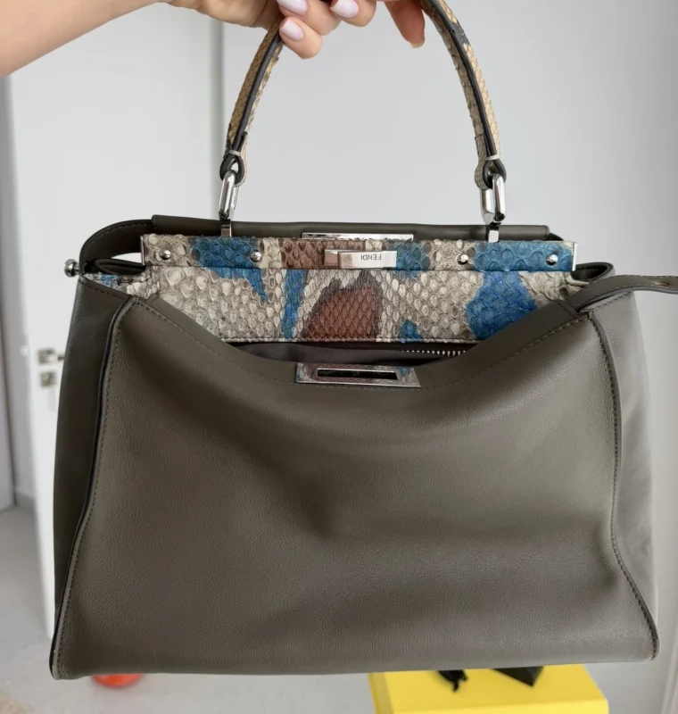 FENDI PYTHON TRIM MEDIUM PEEKABOO BAG
